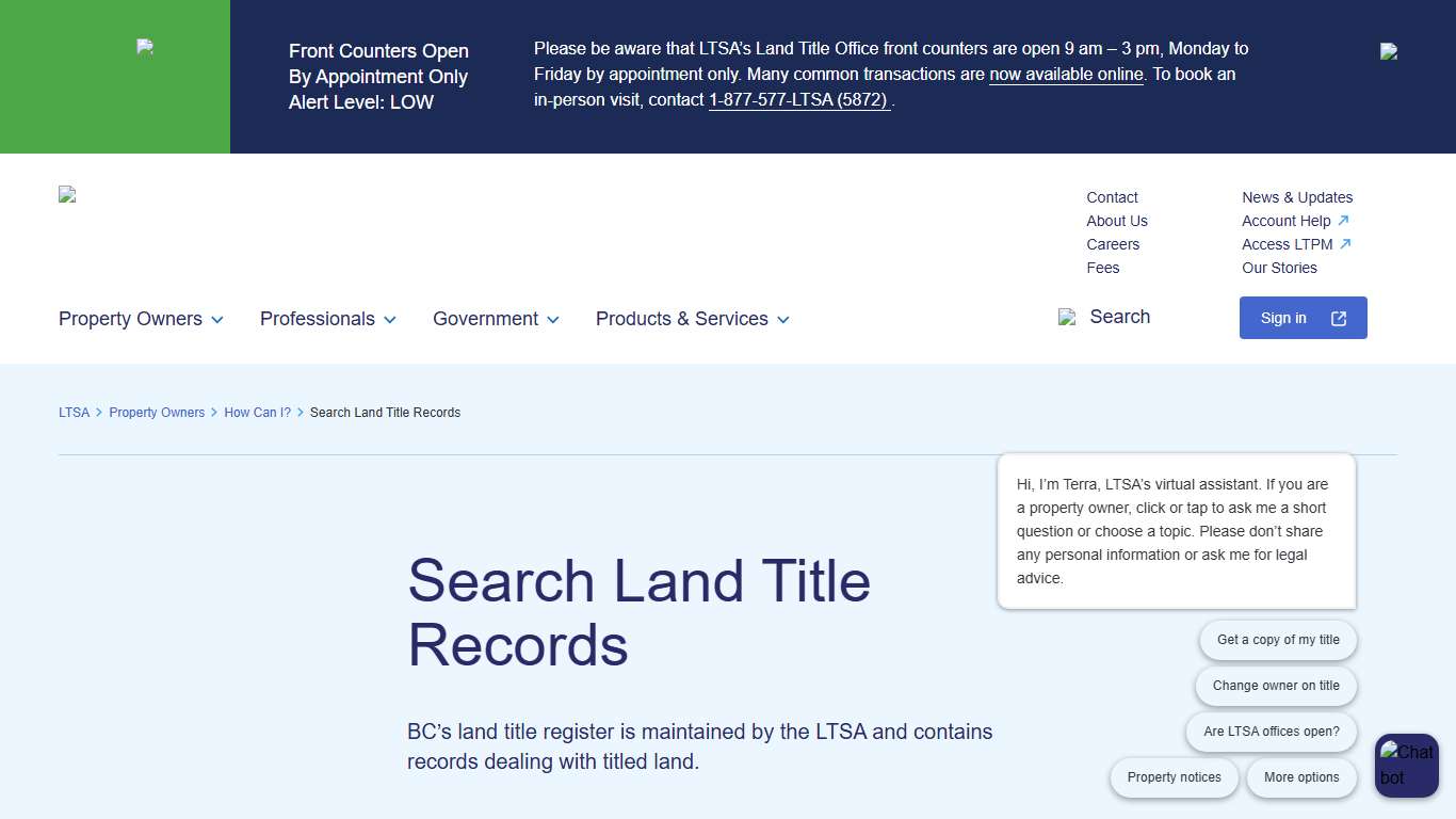 Search Land Title Records - LTSA