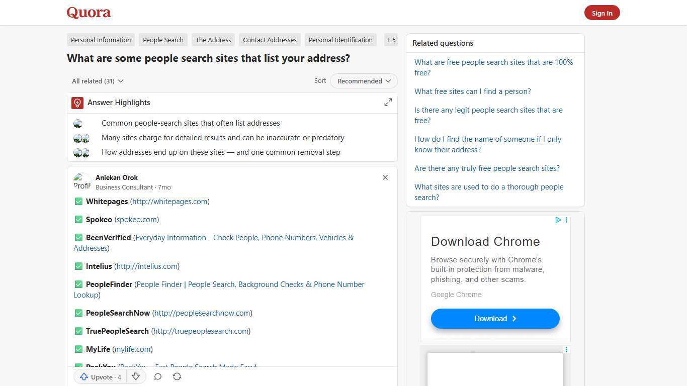 What are some people search sites that list your address? - Quora